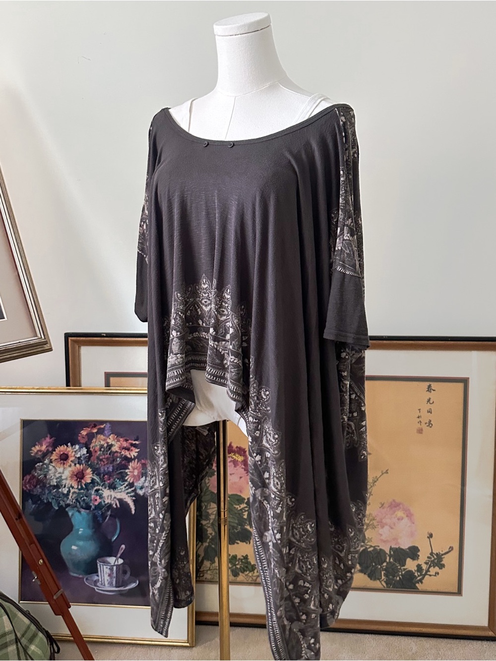 Free People Urban Outfitters Oversized Boho Tunic Charcoal Brown S/M